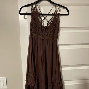 Free people Brown Lace Women Dress